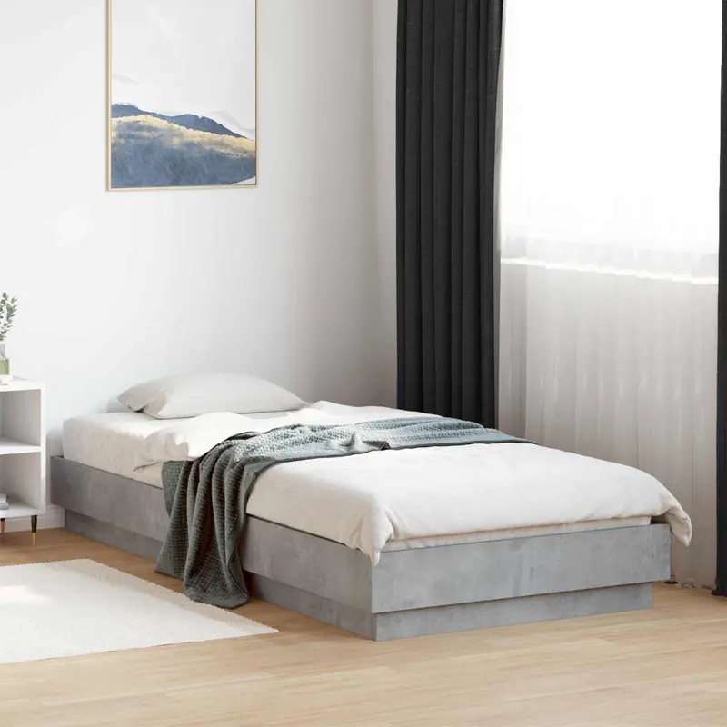 Vidaxl bed frame met led betongrijs 80 x 200 cm bewerkt hout
