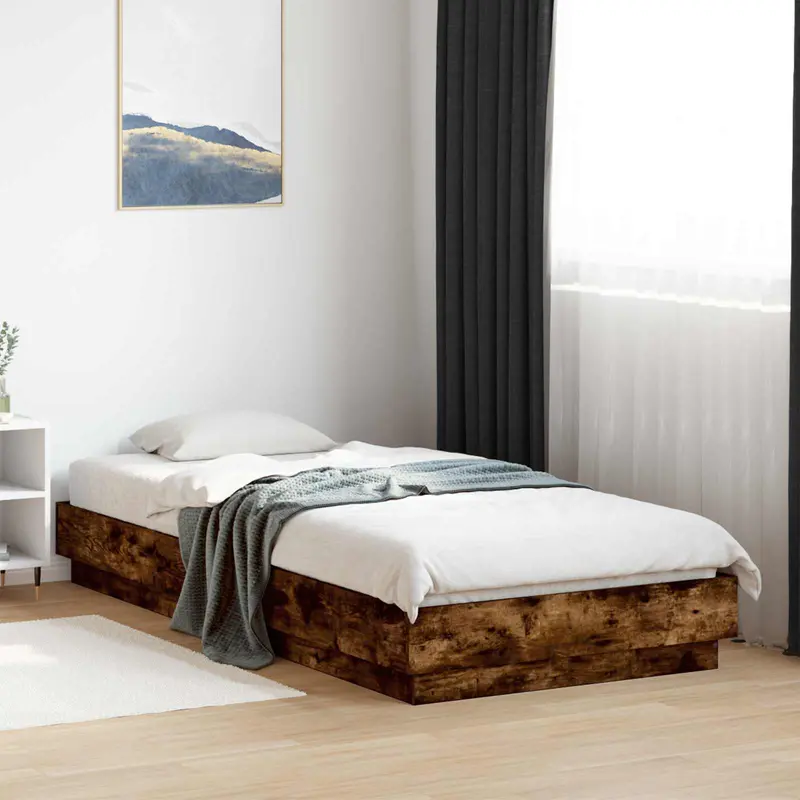 Vidaxl bed frame met led gerookt eiken 80 x 200 cm bewerkt hout