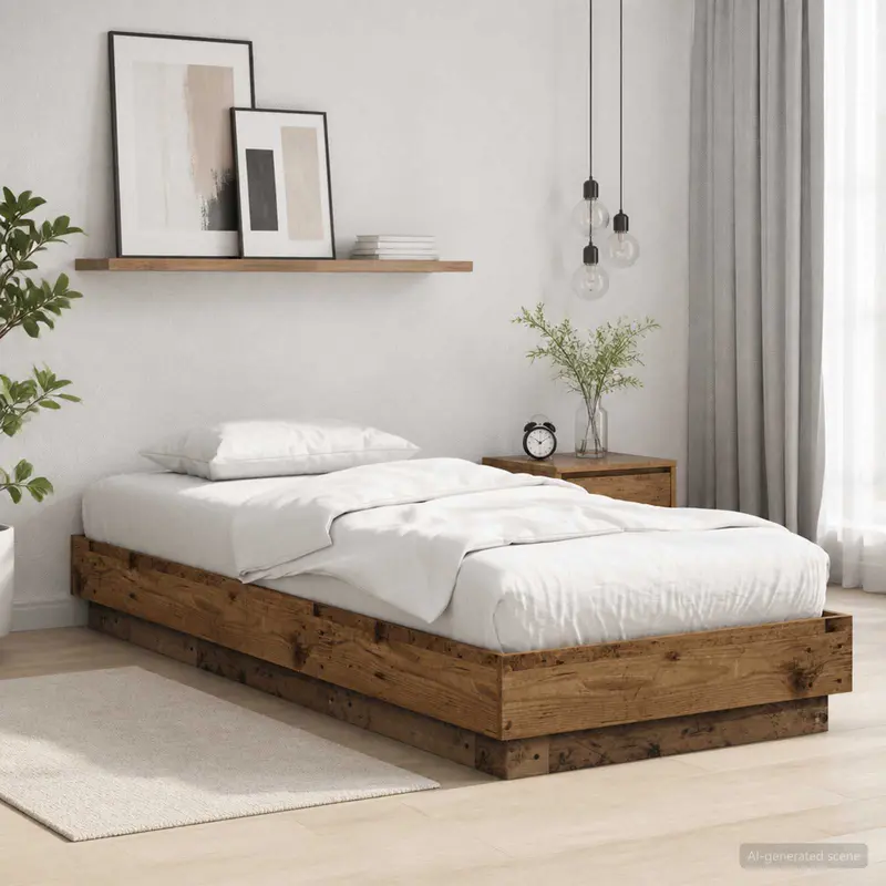 Vidaxl bed frame met led oud hout 80 x 200 cm bewerkt hout