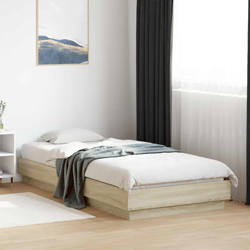 Vidaxl bed frame met led sonoma eiken 80 x 200 cm bewerkt hout