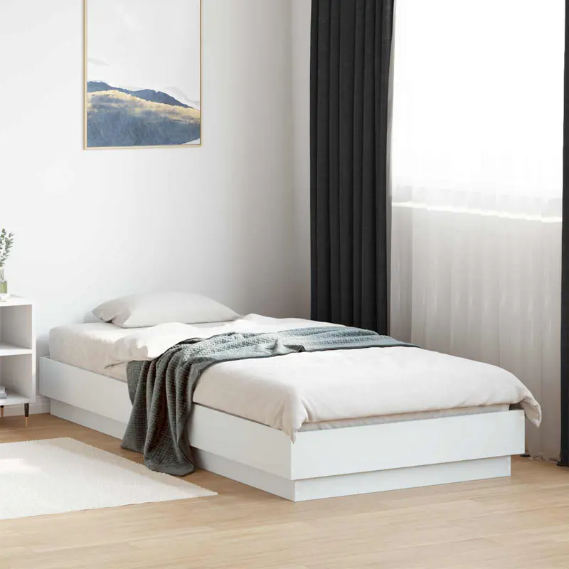Vidaxl bed frame met led wit 80 x 200 cm bewerkt hout