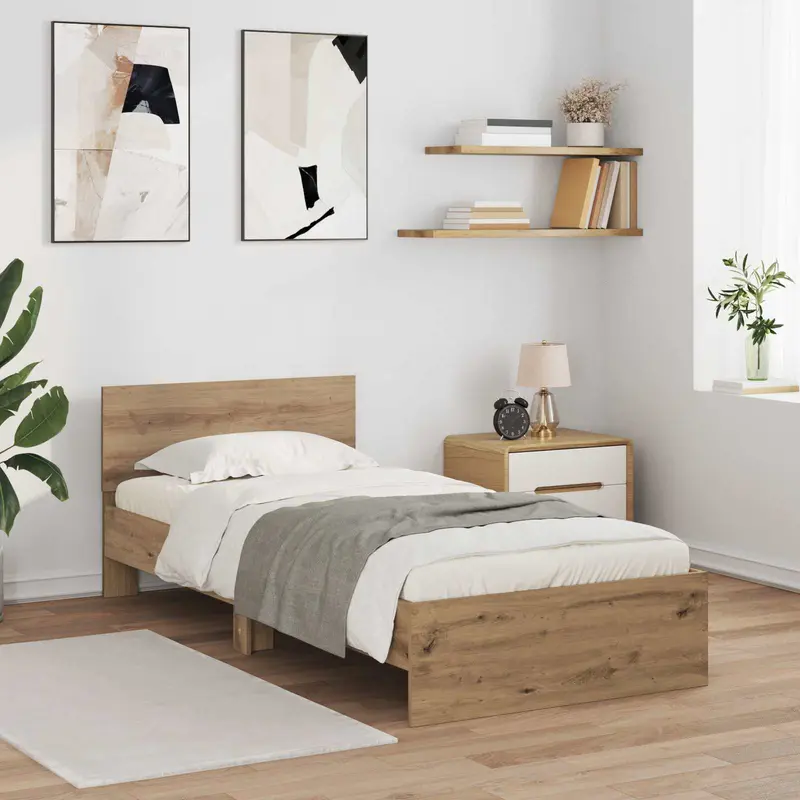 Vidaxl bedframe artisanaal eiken 80 x 200 cm bewerkt hout