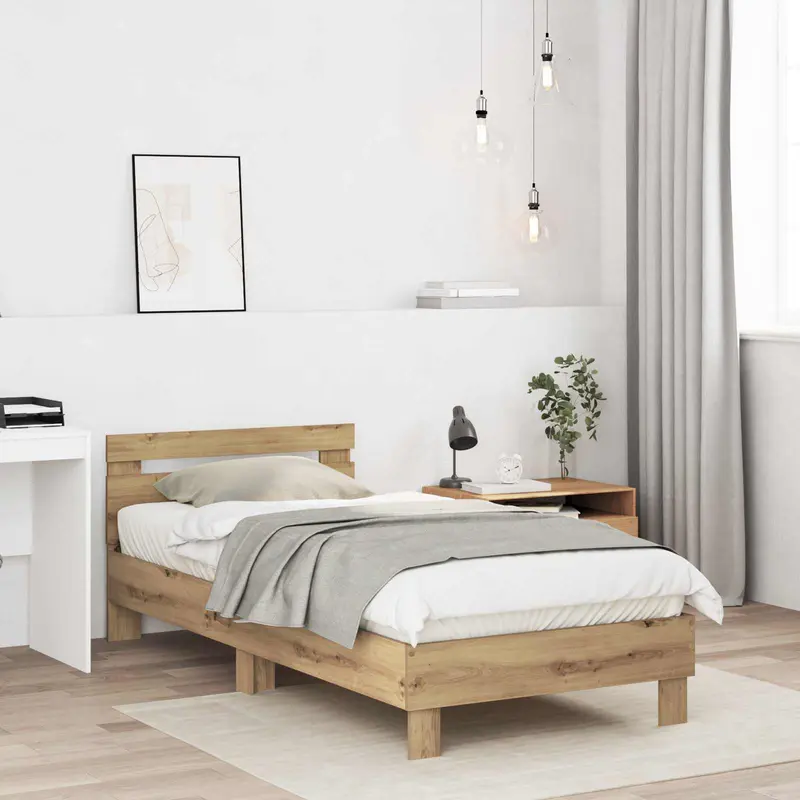 Vidaxl bedframe artisanaal eiken 80 x 200 cm bewerkt hout