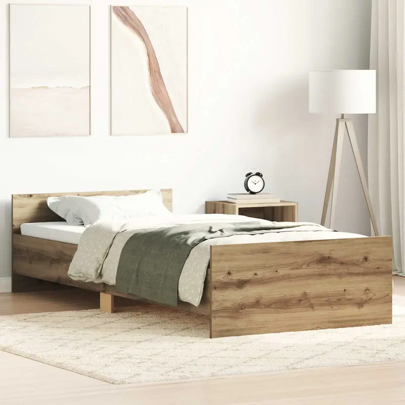 Vidaxl bedframe artisanaal eiken 80 x 200 cm bewerkt hout