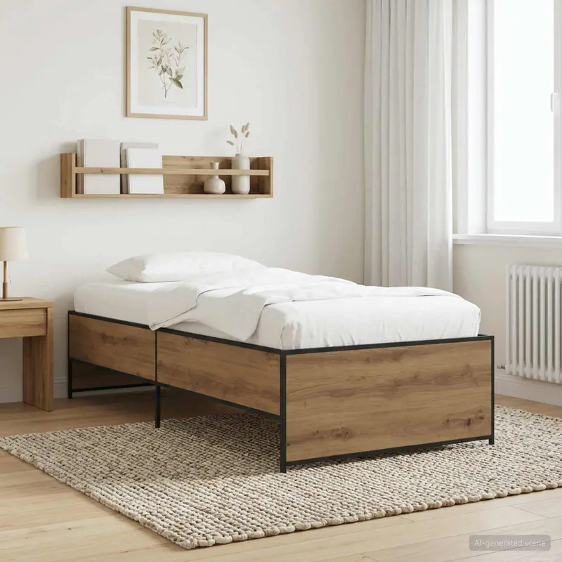 Vidaxl bedframe artisanaal eiken 80 x 200 cm bewerkt hout