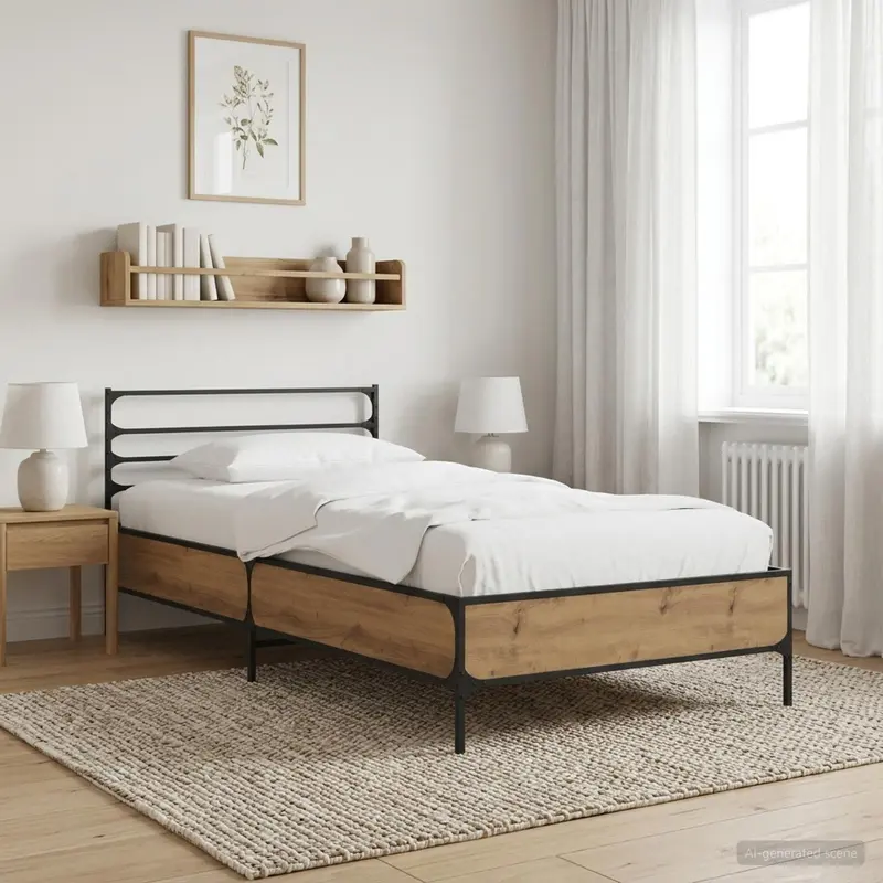 Vidaxl bedframe artisanaal eiken 80 x 200 cm bewerkt hout