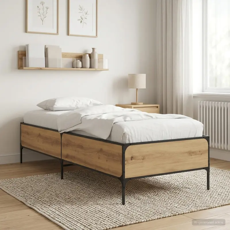Vidaxl bedframe artisanaal eiken 80 x 200 cm bewerkt hout