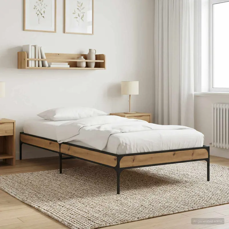 Vidaxl bedframe artisanaal eiken 80 x 200 cm bewerkt hout