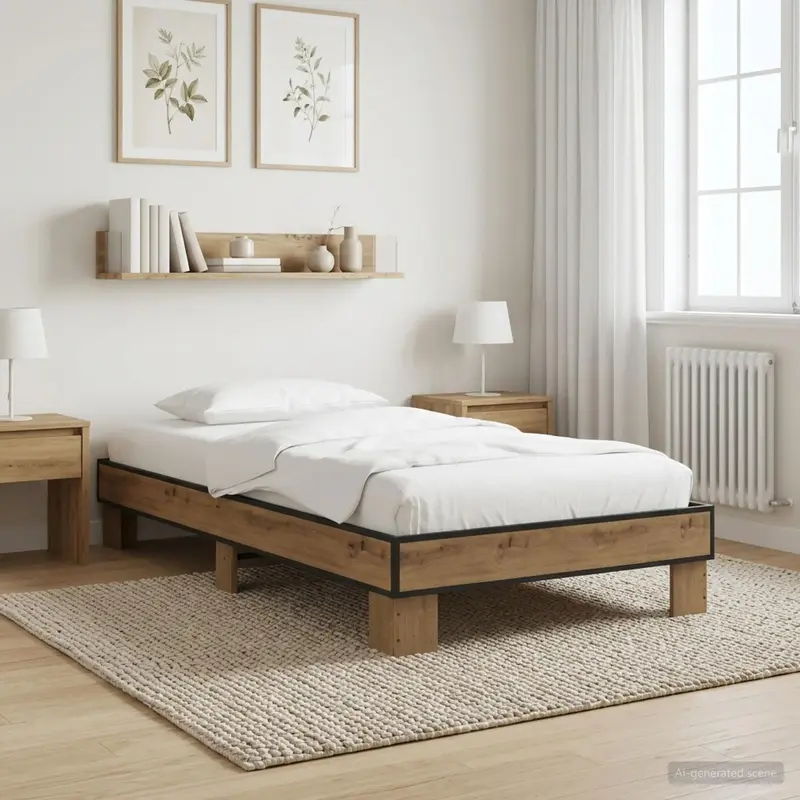 Vidaxl bedframe artisanaal eiken 80 x 200 cm bewerkt hout