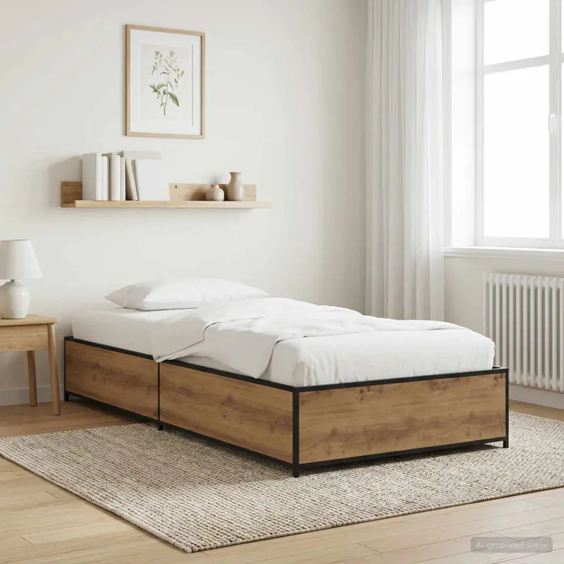 Vidaxl bedframe artisanaal eiken 80 x 200 cm bewerkt hout