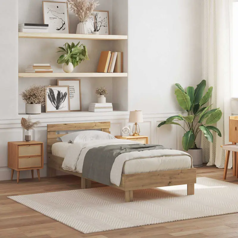 Vidaxl bedframe artisanaal eiken 80 x 200 cm bewerkt hout