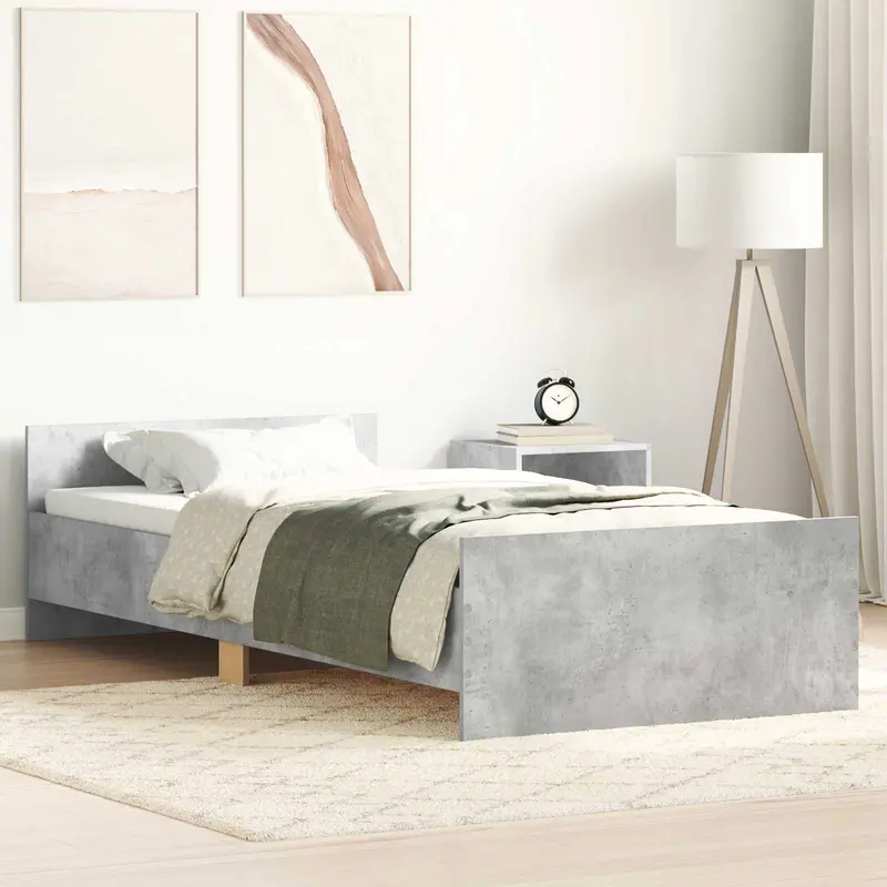 Vidaxl bedframe betongrijs 80 x 200 cm bewerkt hout
