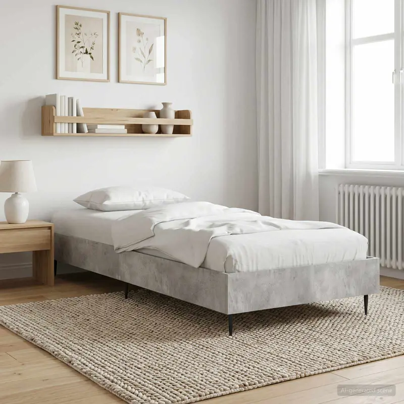 Vidaxl bedframe betongrijs 80 x 200 cm bewerkt hout