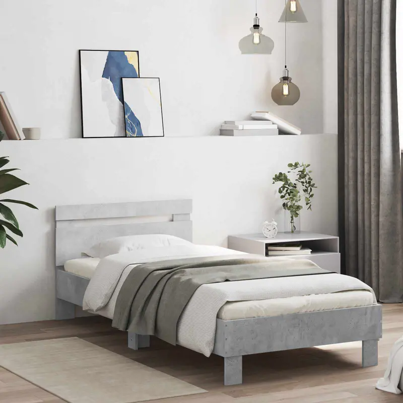 Vidaxl bedframe betongrijs 80 x 200 cm bewerkt hout