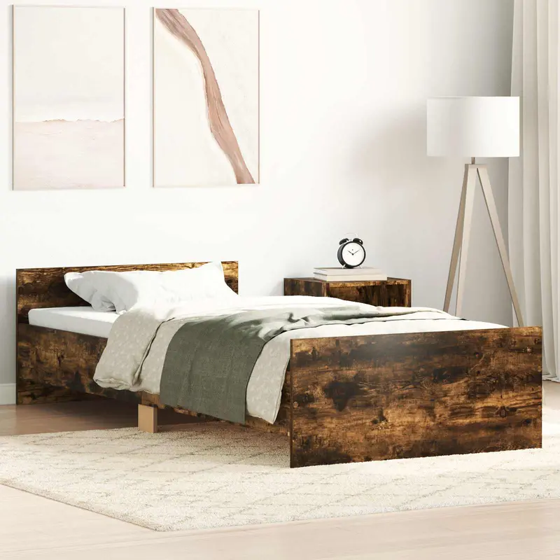 Vidaxl bedframe gerookt eiken 80 x 200 cm bewerkt hout
