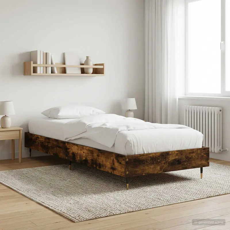 Vidaxl bedframe gerookt eiken 80 x 200 cm bewerkt hout