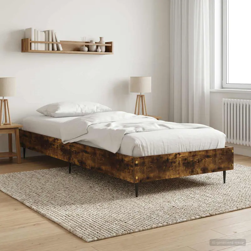 Vidaxl bedframe gerookt eiken 80 x 200 cm bewerkt hout