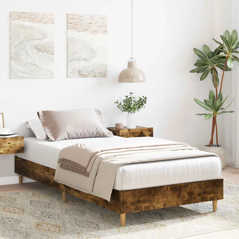 Vidaxl bedframe gerookt eiken 80 x 200 cm bewerkt hout