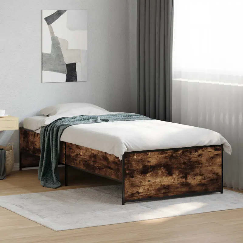 Vidaxl bedframe gerookt eiken 80 x 200 cm bewerkt hout