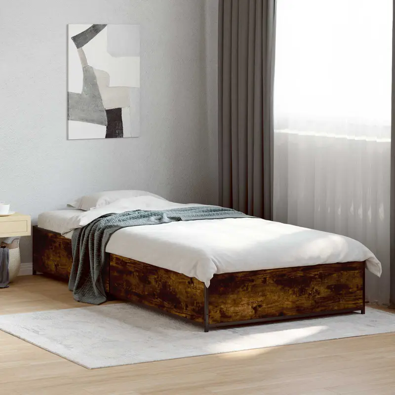 Vidaxl bedframe gerookt eiken 80 x 200 cm bewerkt hout