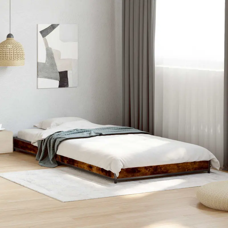 Vidaxl bedframe gerookt eiken 80 x 200 cm bewerkt hout