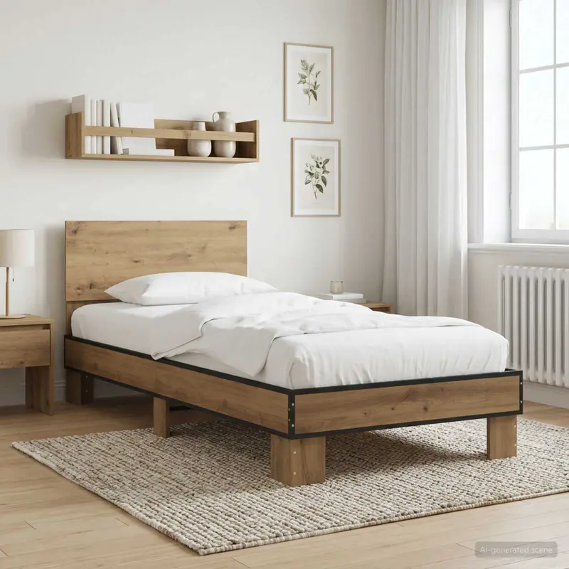 Vidaxl bedframe met hoofdeinde artisanaal eiken 80 x 200 cm