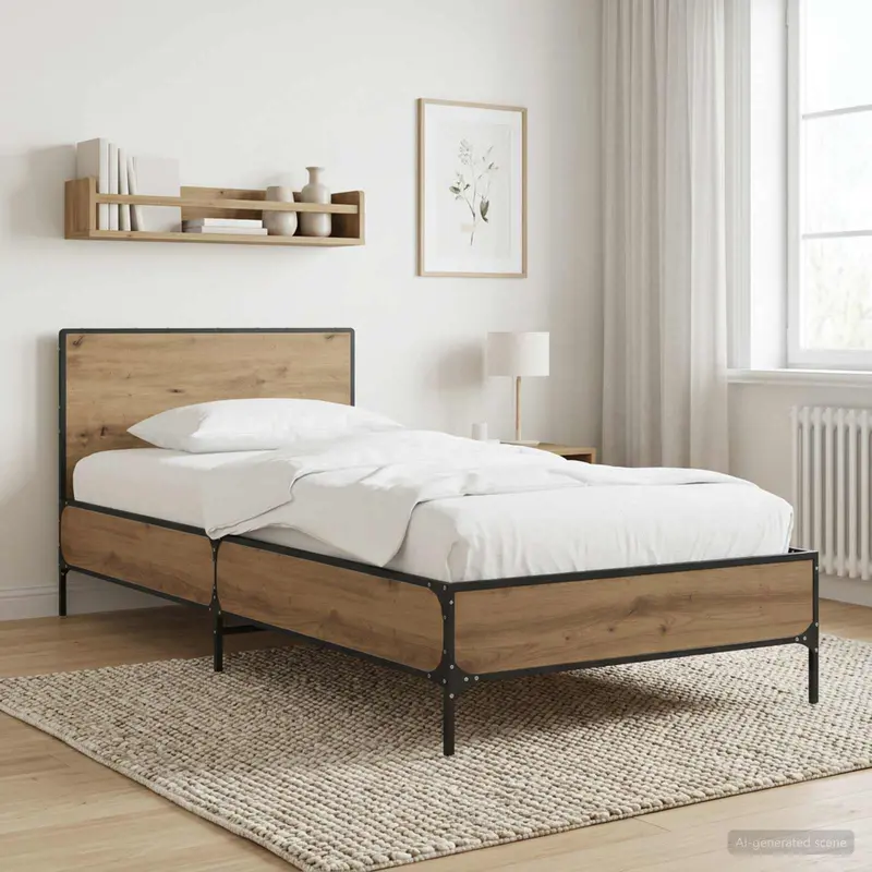 Vidaxl bedframe met hoofdeinde artisanaal eiken 80 x 200 cm