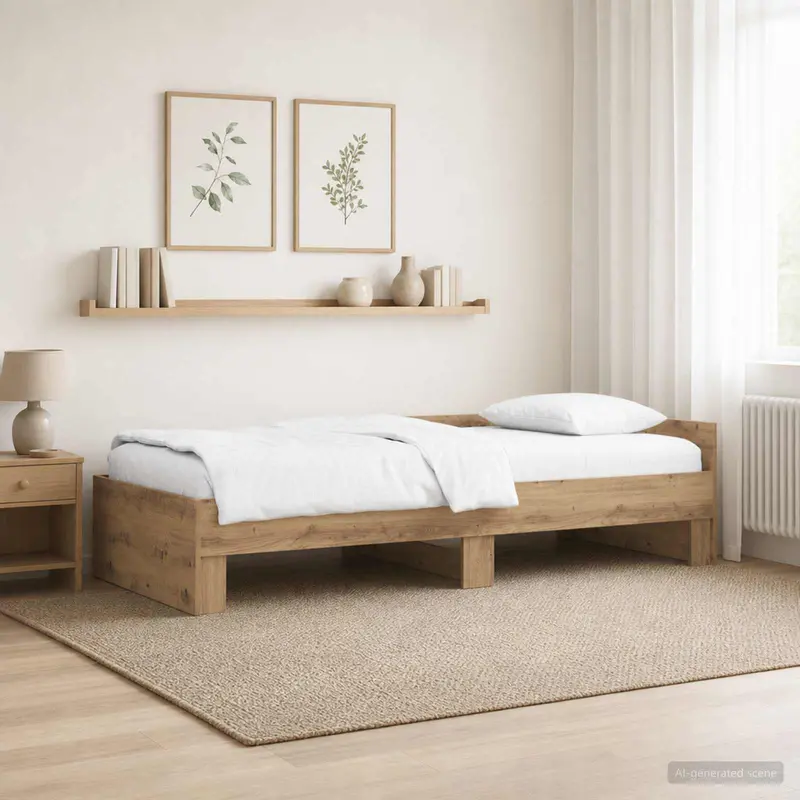 Vidaxl bedframe met hoofdeinde artisanaal eiken 80 x 200 cm