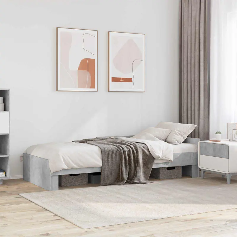 Vidaxl bedframe met hoofdeinde betongrijs 80 x 200 cm bewerkt hout