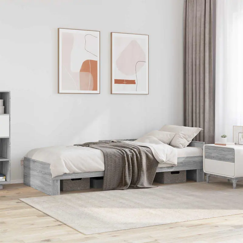 Vidaxl bedframe met hoofdeinde grijs sonoma 80 x 200 cm bewerkt hout