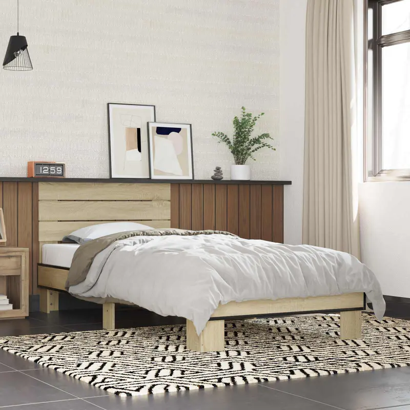 Vidaxl bedframe met hoofdeinde sonoma eiken 80 x 200 cm bewerkt hout