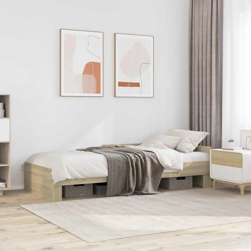 Vidaxl bedframe met hoofdeinde sonoma eiken 80 x 200 cm bewerkt hout