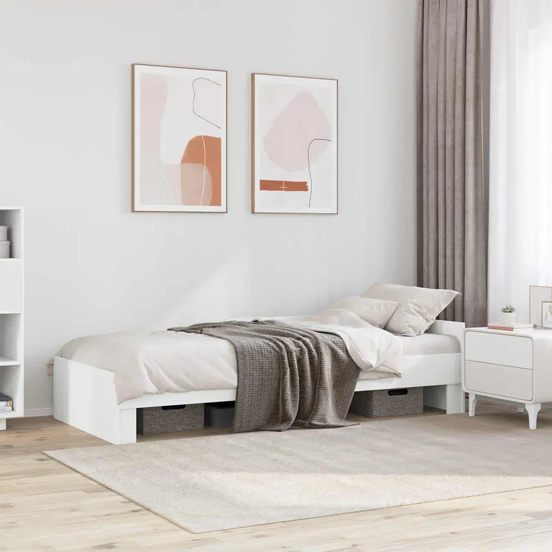 Vidaxl bedframe met hoofdeinde wit 80 x 200 cm bewerkt hout