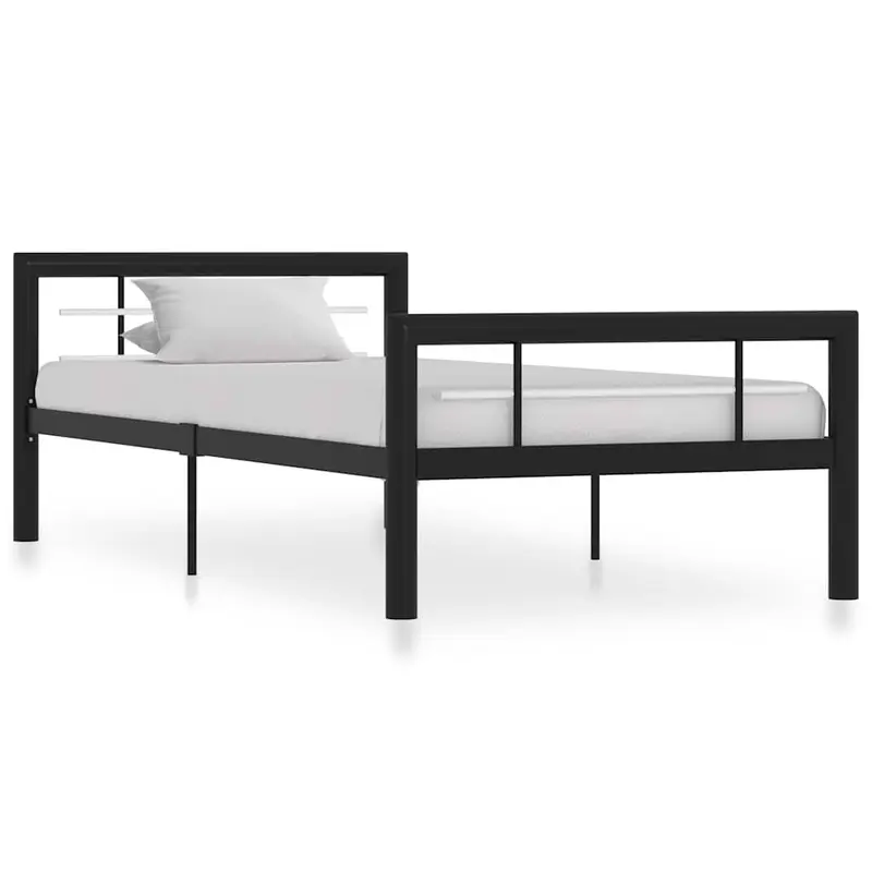 Vidaxl bedframe metaal zwart en wit 90x200 cm