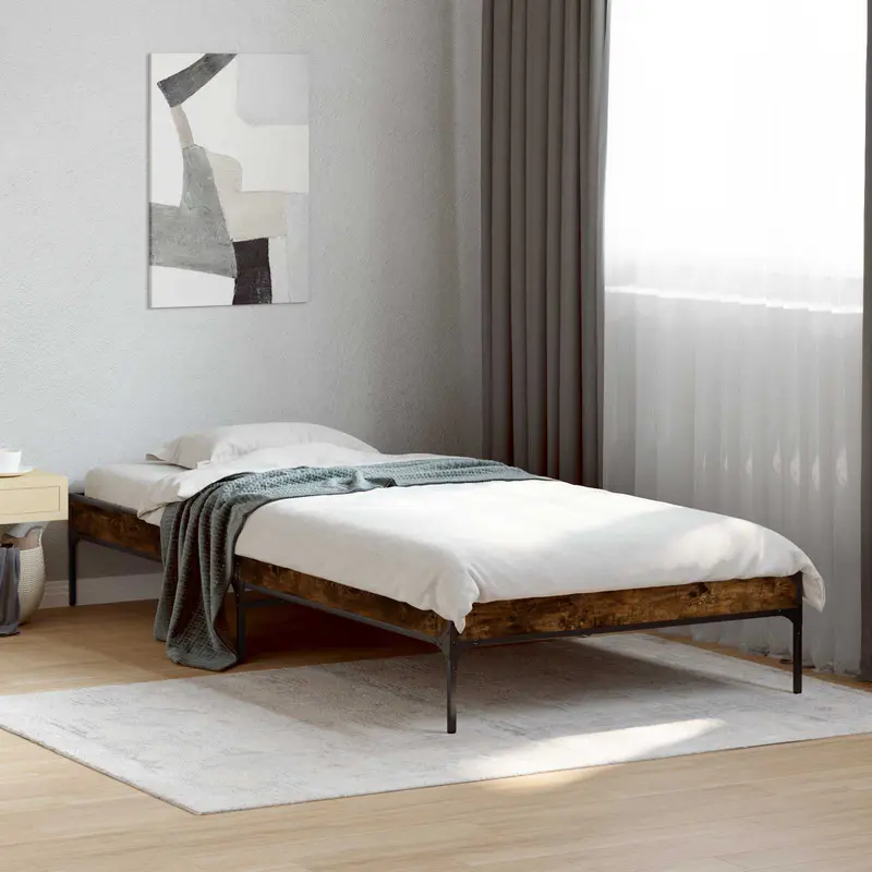 Vidaxl bedframe rook eik 80 x 200 cm bewerkt hout