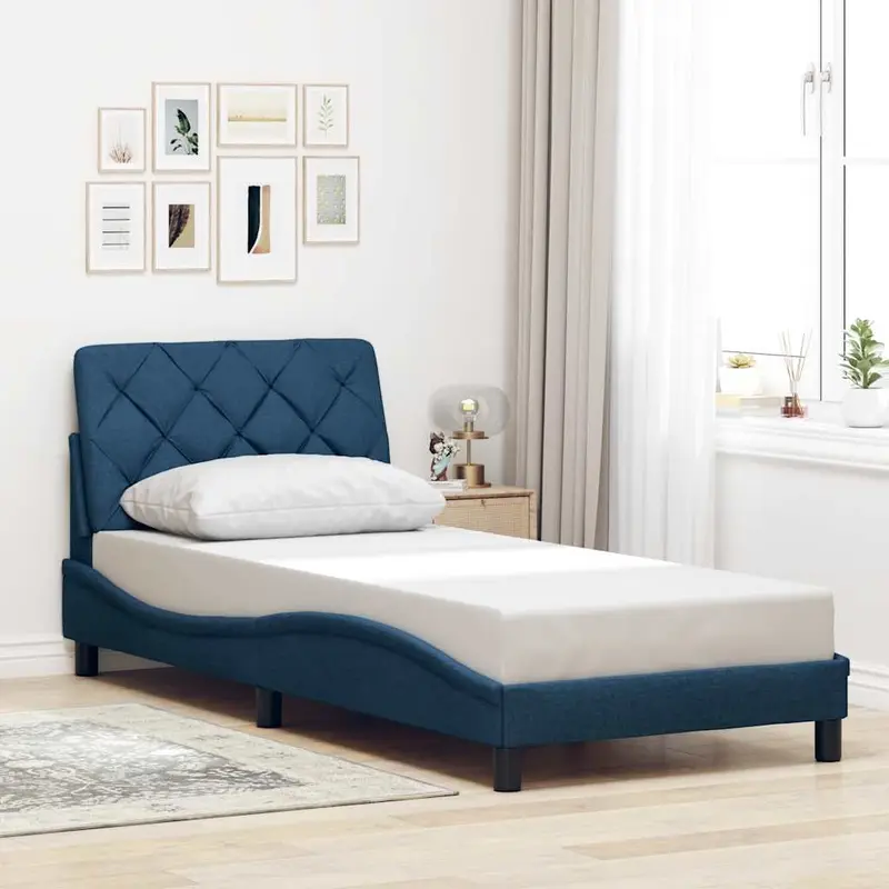 Vidaxl bedframe zonder matras 90x190 cm stof blauw