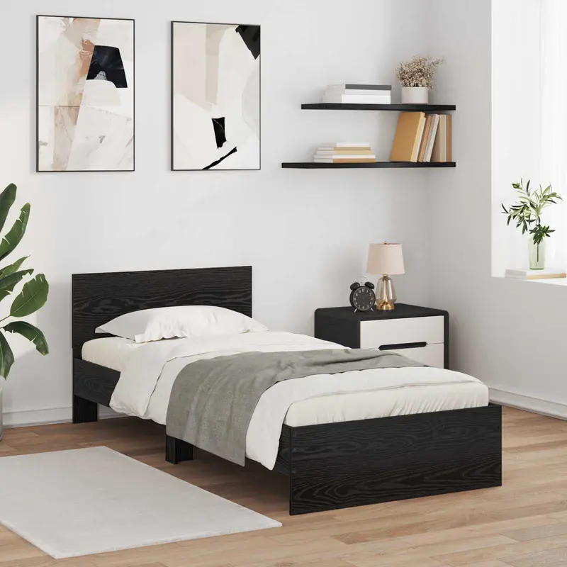 Vidaxl bedframe zwart eiken 80 x 200 cm bewerkt hout