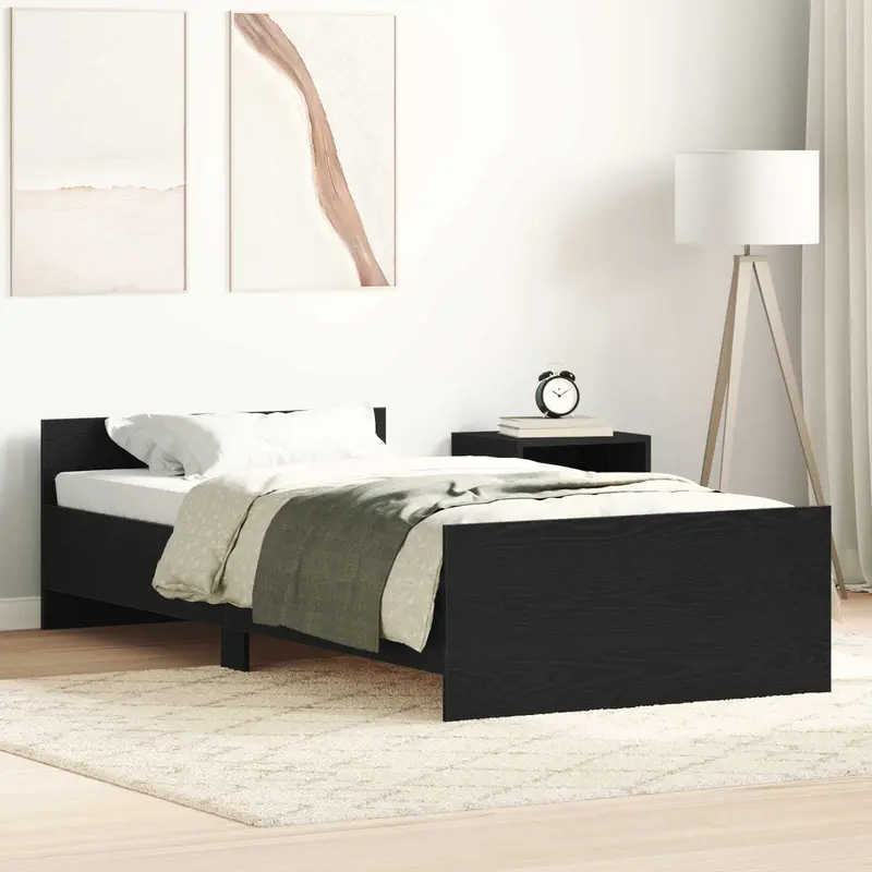 Vidaxl bedframe zwart eiken 80 x 200 cm bewerkt hout