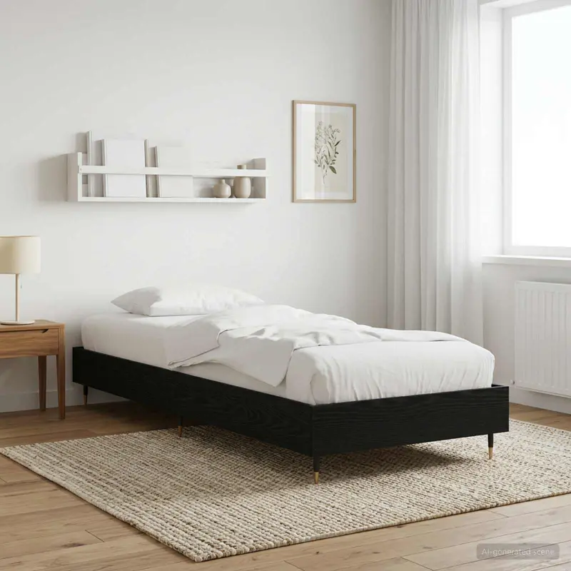 Vidaxl bedframe zwart eiken 80 x 200 cm bewerkt hout