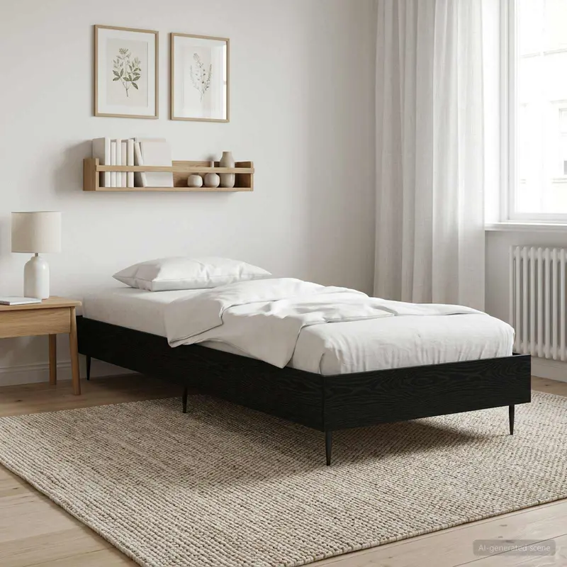 Vidaxl bedframe zwart eiken 80 x 200 cm bewerkt hout