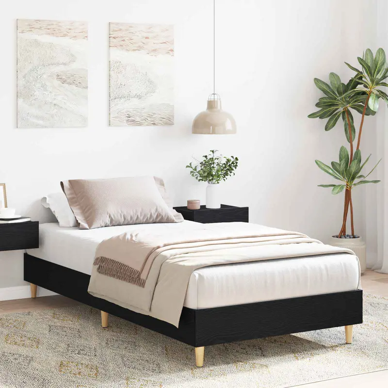Vidaxl bedframe zwart eiken 80 x 200 cm bewerkt hout