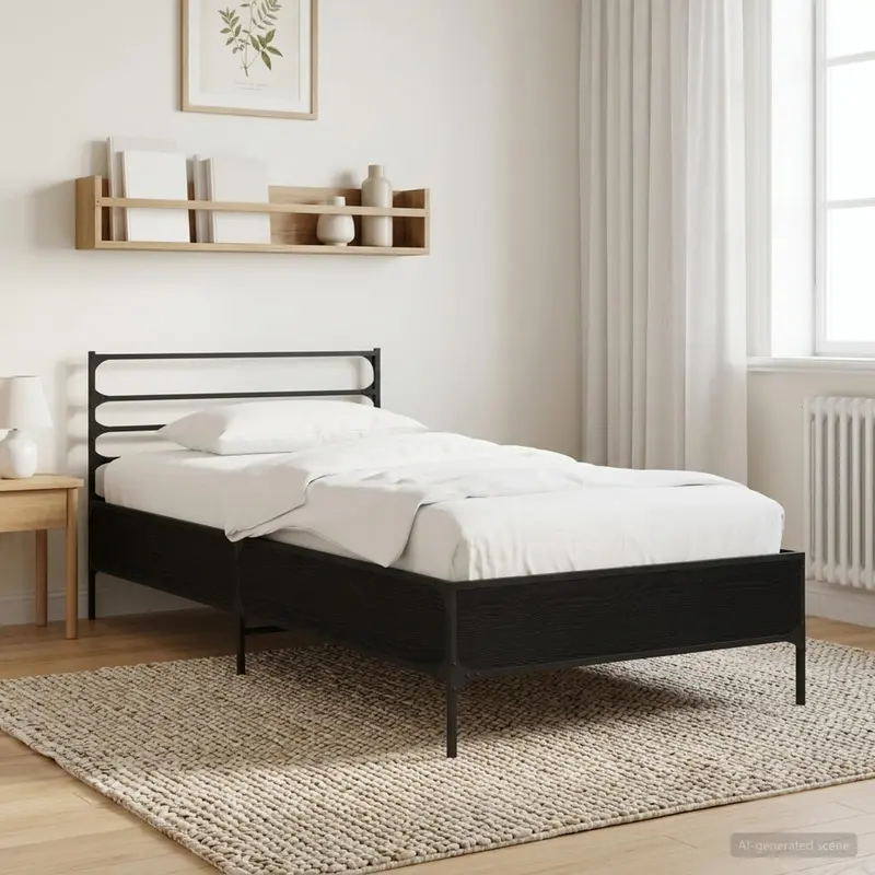 Vidaxl bedframe zwart eiken 80 x 200 cm bewerkt hout