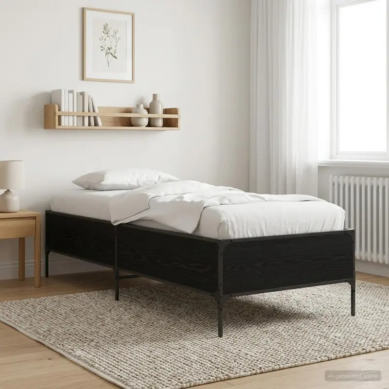 Vidaxl bedframe zwart eiken 80 x 200 cm bewerkt hout