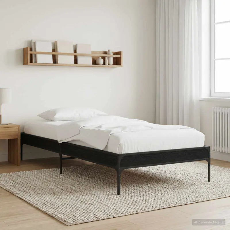 Vidaxl bedframe zwart eiken 80 x 200 cm bewerkt hout