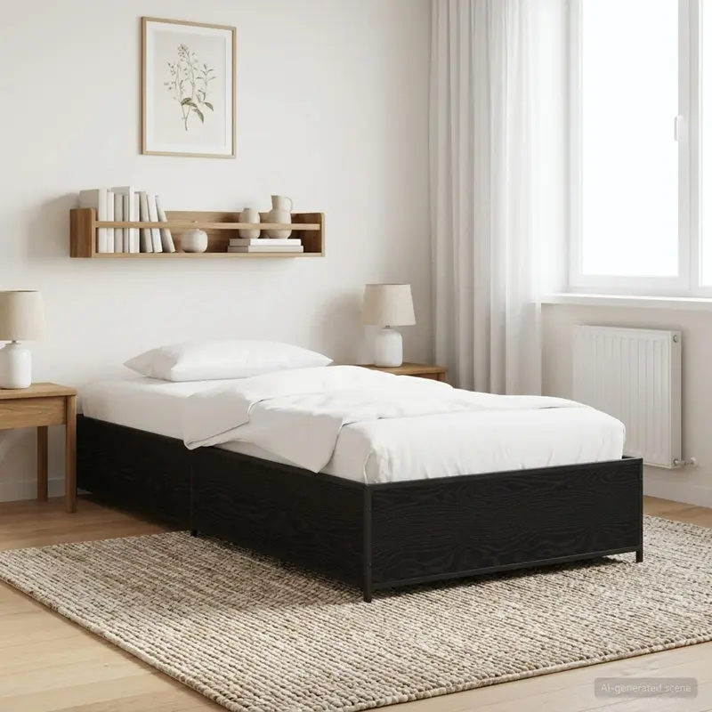 Vidaxl bedframe zwart eiken 80 x 200 cm bewerkt hout