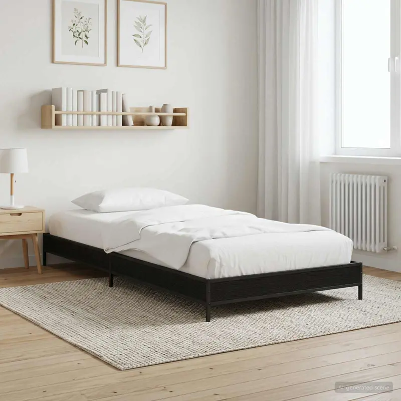 Vidaxl bedframe zwart eiken 80 x 200 cm bewerkt hout