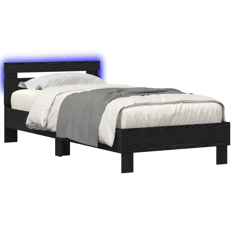 Vidaxl bedframe zwart eiken 80 x 200 cm bewerkt hout
