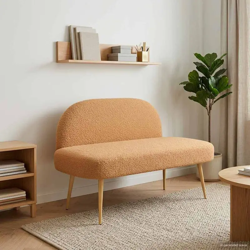 Vidaxl beklede bank met rugleuning beige 110 x 60 x 76 cm bouclé