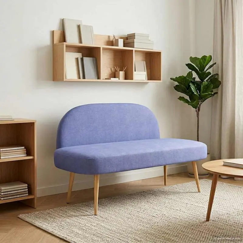 Vidaxl beklede bank met rugleuning jeans blauw 110 x 60 x 76 cm
