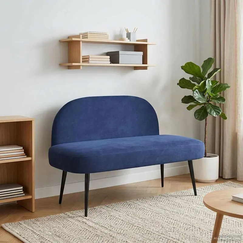 Vidaxl beklede bank met rugleuning politieblauw 110 x 60 x 76 cm